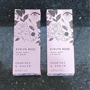 Lot of 2 CRABTREE & EVELYN- Evelyn Rose Petal Soft Lip Balm, 0.3 oz each